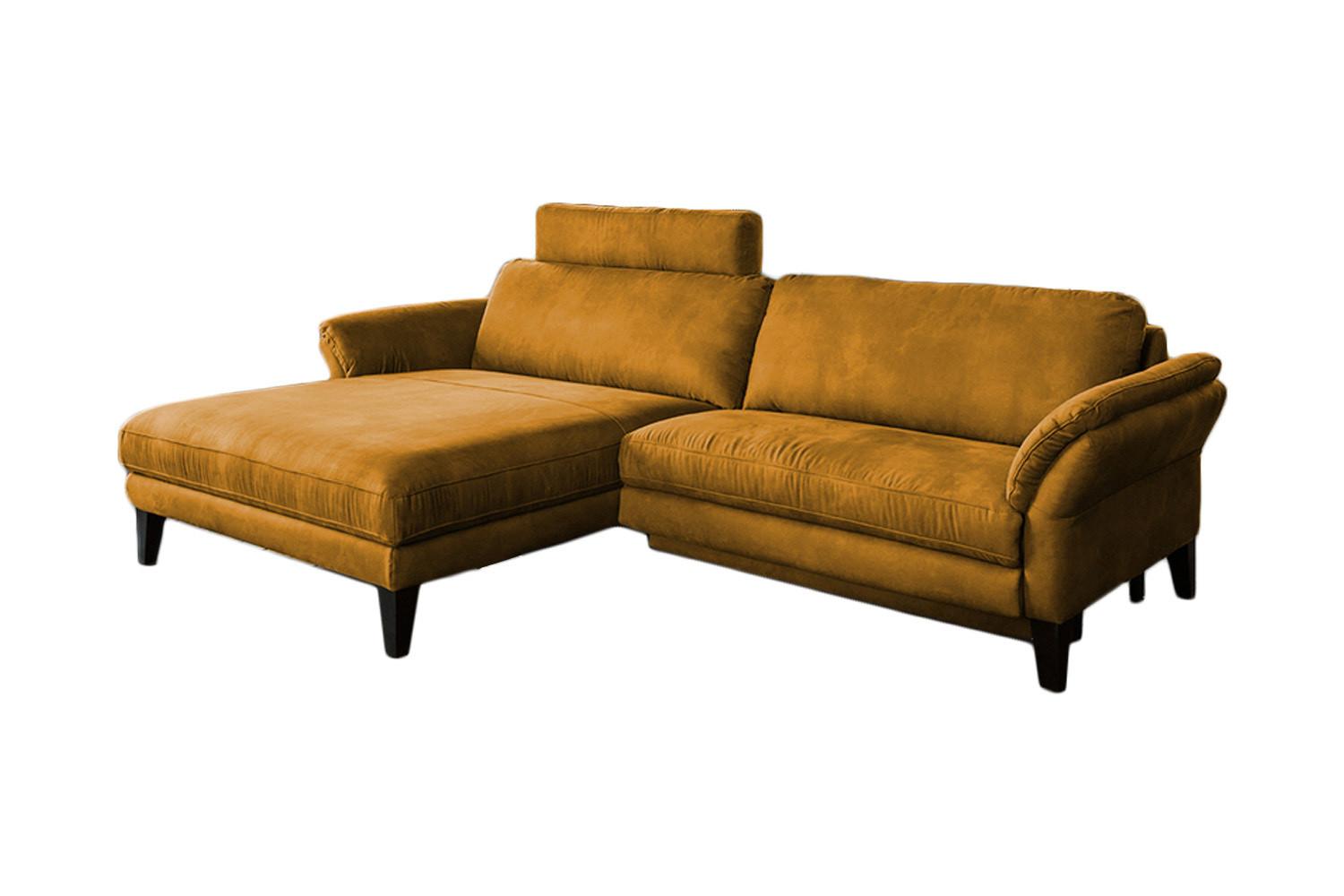 ECKSOFA MIT MOTORISCHER RELAXFUNKTION MALTA Gold Webstoff Relaxfunktion - Goldfarben/Schwarz, Buchenholz/Textil (302/175cm) - KAWOLA