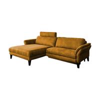 ECKSOFA MIT MOTORISCHER RELAXFUNKTION MALTA Gold Webstoff Relaxfunktion - Goldfarben/Schwarz, Buchenholz/Textil (302/175cm) - KAWOLA