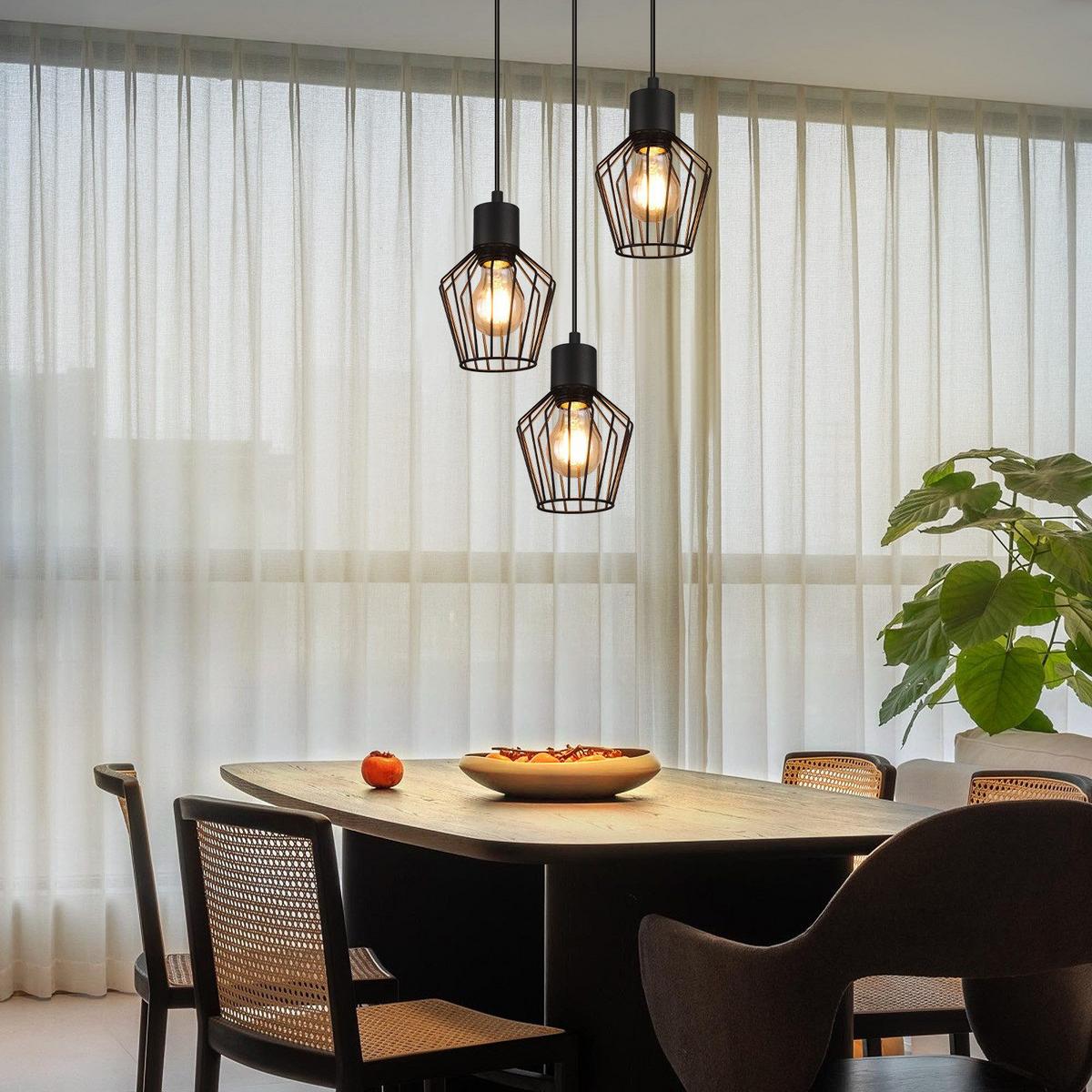 PENDELLEUCHTE Ziel 3-flammig 22/22/150 cm - Schwarz, Metall (22/22/150cm) - Nettlife