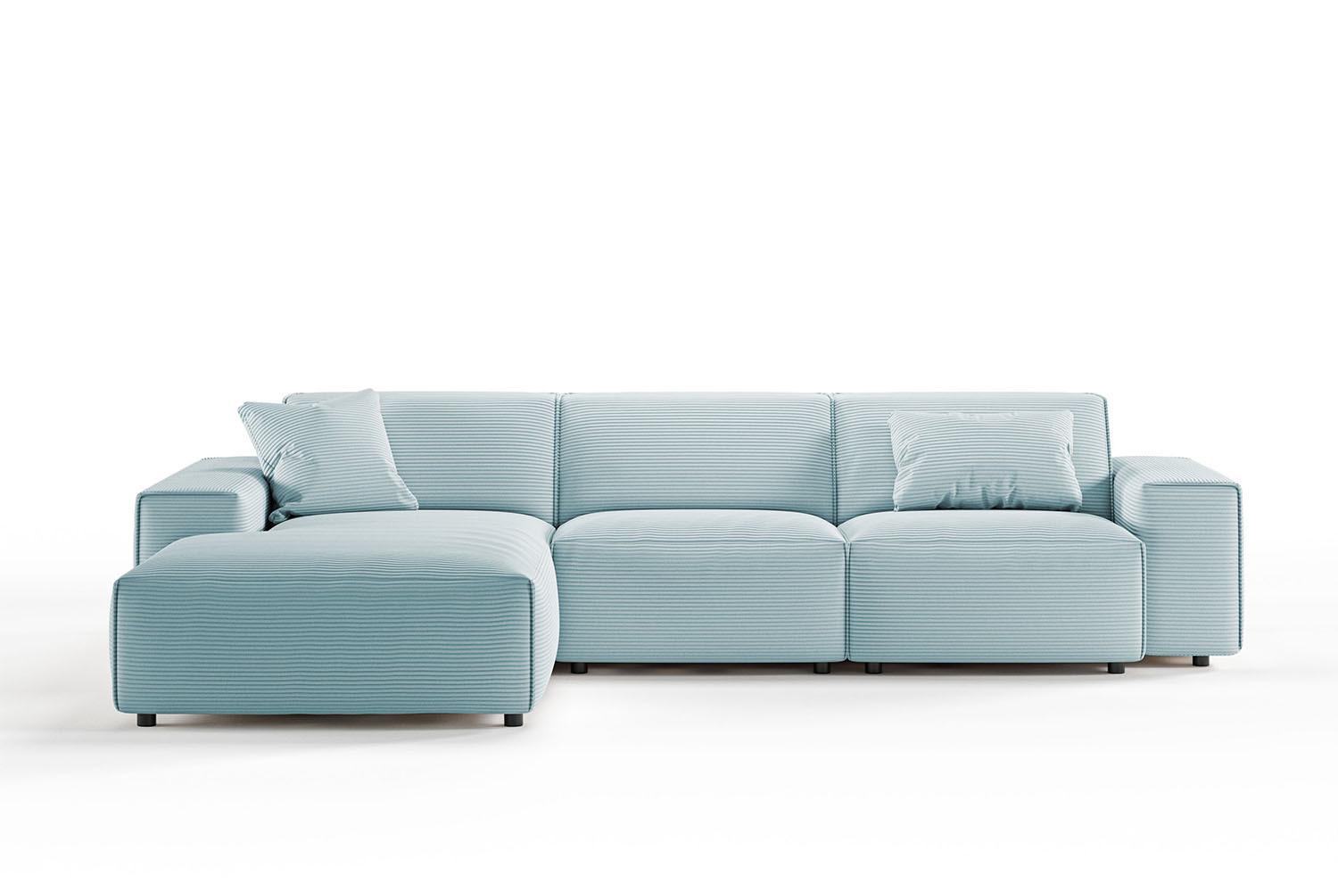 ECKSOFA RANI Hellblau Cord - Schwarz/Hellblau, Kunststoff/Textil (299/189cm) - KAWOLA