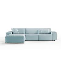 ECKSOFA RANI Hellblau Cord - Schwarz/Hellblau, Kunststoff/Textil (299/189cm) - KAWOLA