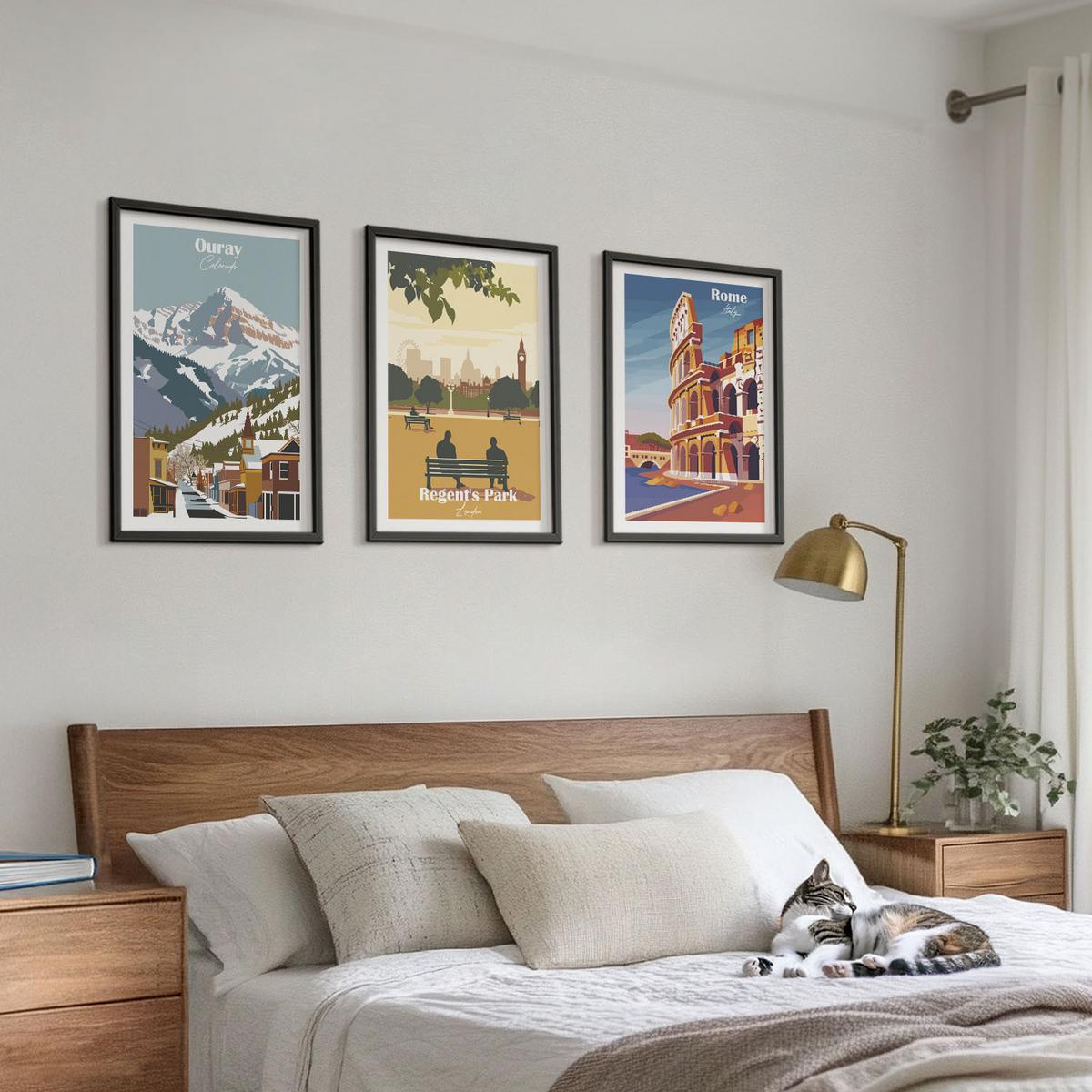BILDER SET 3er Set - 40x60 cm Schwarzer Rahmen - Ouray Mountains London Coliseum - Schwarz, Kunststoff (40/60cm) - TULUP