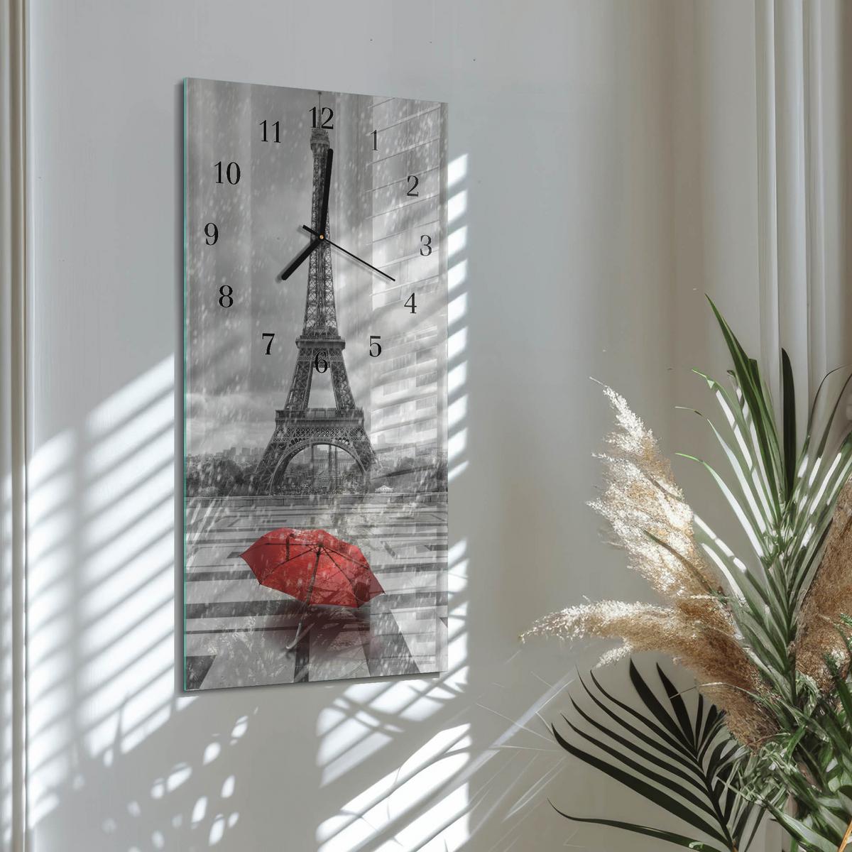 WANDUHR aus Glas 30x60 cm - Eiffelturm - Multicolor, Glas (30/60/0.4cm) - TULUP