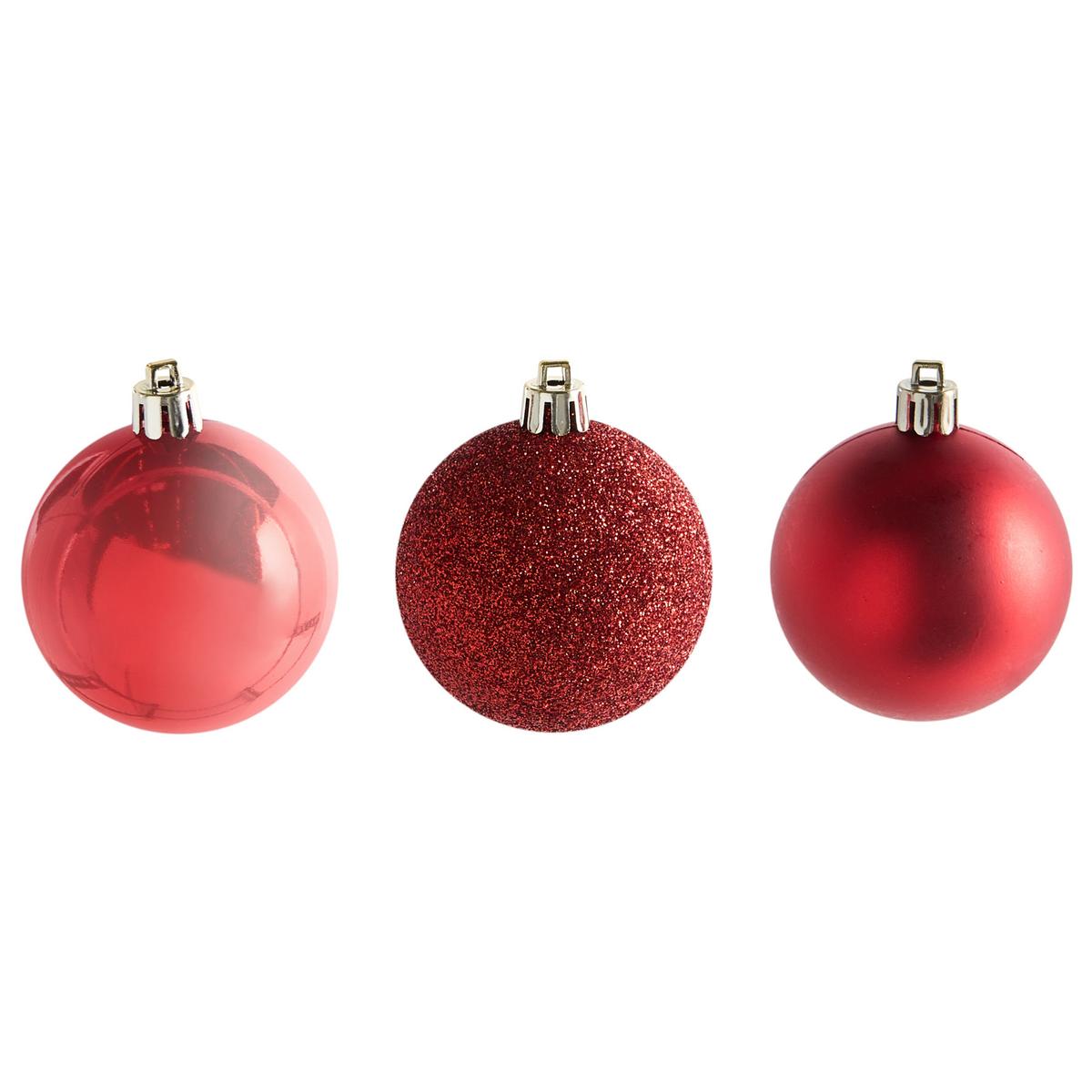 WEIHNACHTSKUGEL 60er Set Rot Tyin - Rot, Kunststoff (6/7/6cm) - Beliani