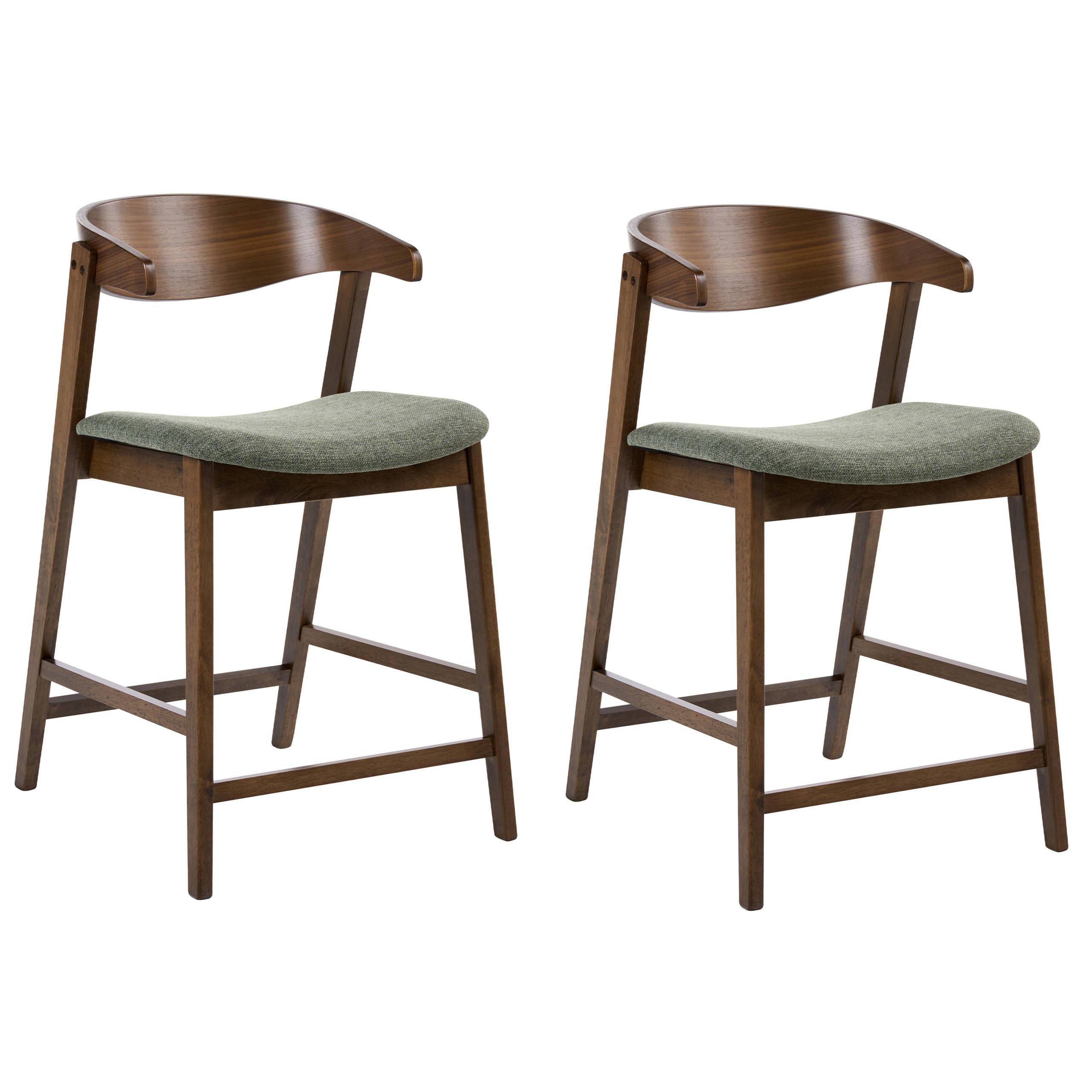 BARSTUHL 2er-Set Dunkelgrün/Braun Lilly - Braun/Grün, Holz (52/87/60cm) - Beliani