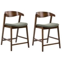 BARSTUHL 2er-Set Dunkelgrün/Braun Lilly - Braun/Grün, Holz (52/87/60cm) - Beliani