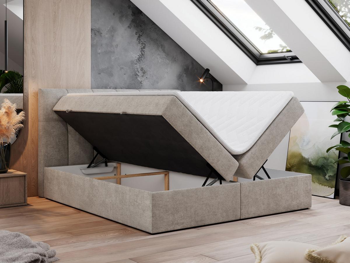 BOXBETT RICO 200/200 Beige Struktur - H3 - Beige, Holz/Textil (200/200cm) - MKS