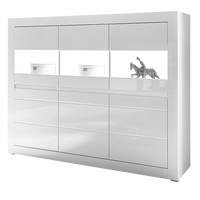 HIGHBOARD Hochglanz weiß, Schrank 164 x 131 cm mit Soft-Close-Funktion - Weiß Hochglanz/Weiß, Glas/Holzwerkstoff (164/131/42cm) - Furn.Design
