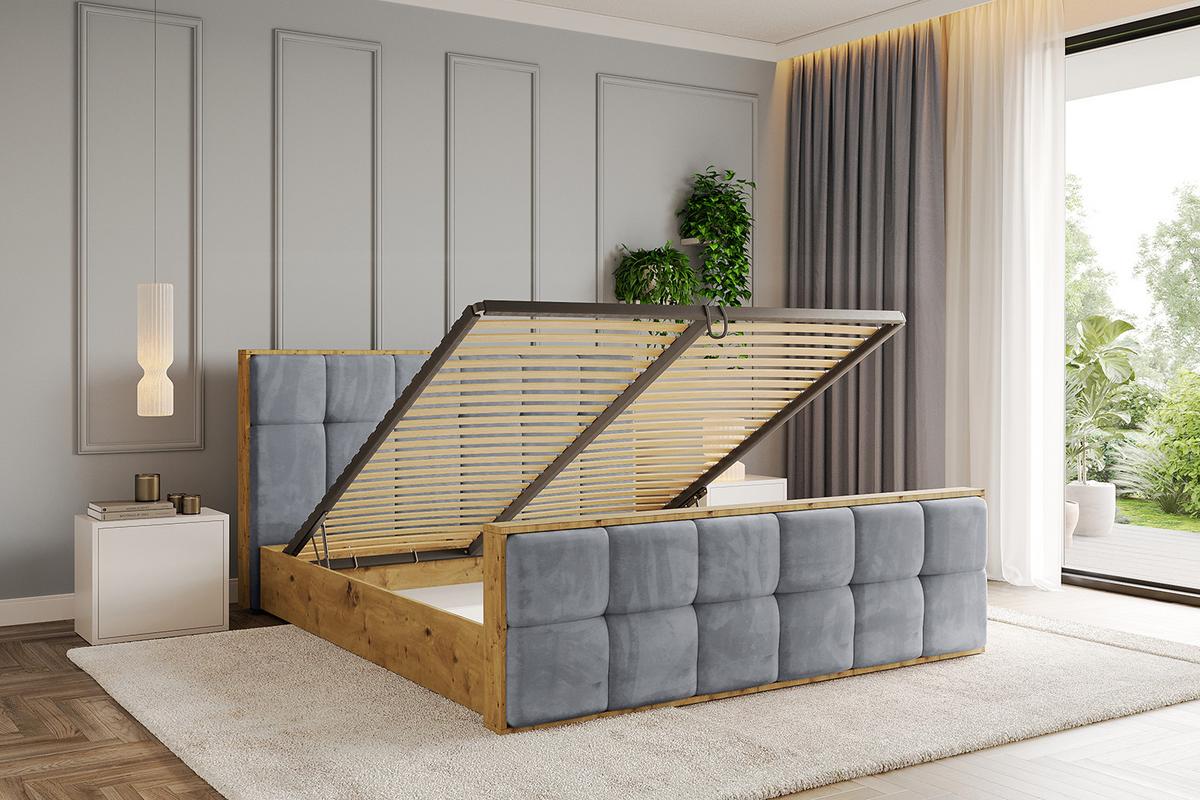 POLSTERBETT mit Bettkasten, Fußteil und Lattenrost, Boxbett ohne Matratze - ENZO7-Z 200x200 - Grau, Holzwerkstoff/Textil (200/200cm) - ALTDECOR