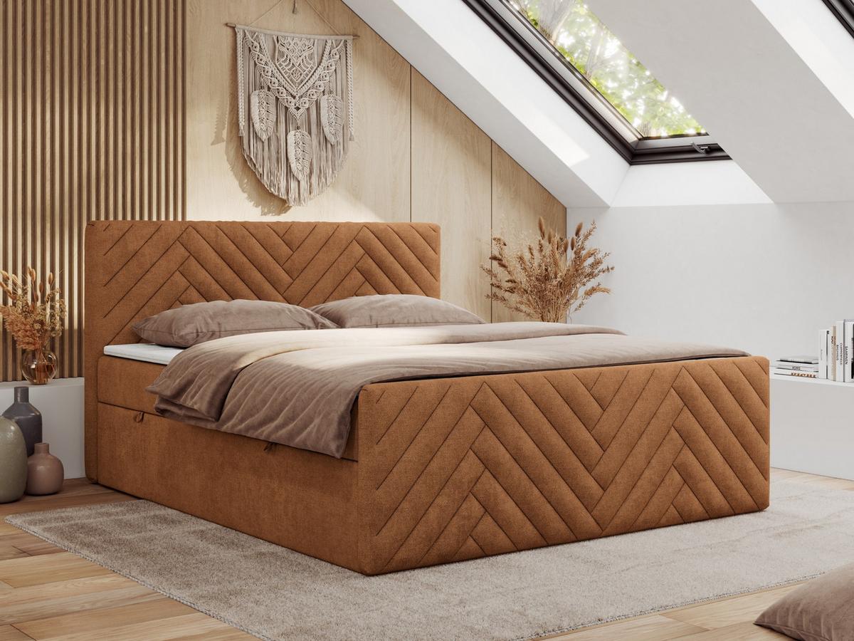 BOXBETT PARIS DUO 120/200 - Orange Struktur - H4 - Orange, Holz/Textil (120/200cm) - MKS