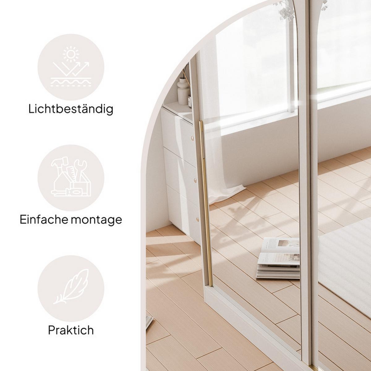 SCHWEBETÜRENSCHRANK CLARITY 2-türig 180/65/215 cm Kaschmir / goldene Griffe - Kaschmir/Goldfarben, Holzwerkstoff/Kunststoff (180/215/65cm) - Idohome