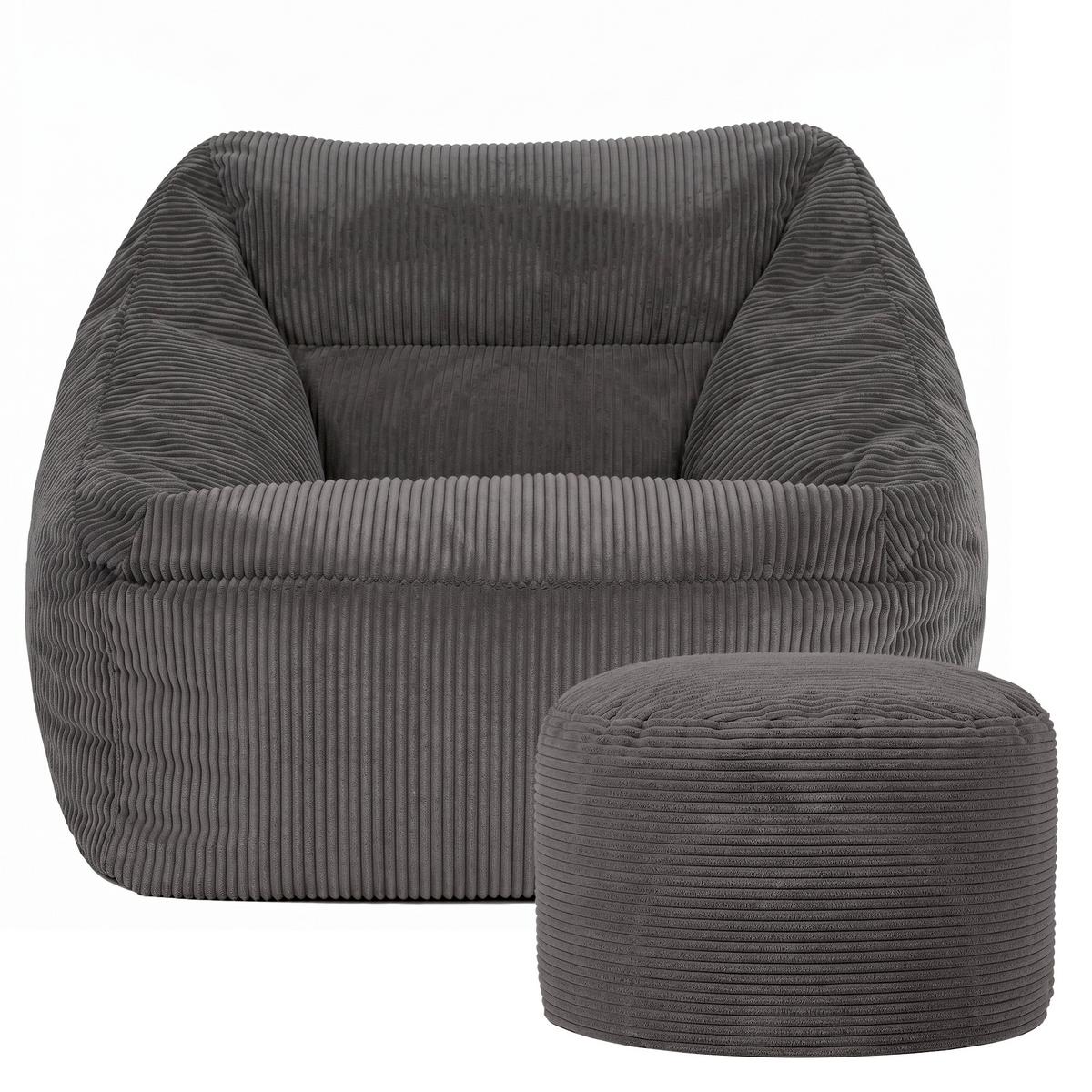 SITZSACK Sessel Natalia mit Sitzpouf - Grau, Textil (97/73/84cm) - icon