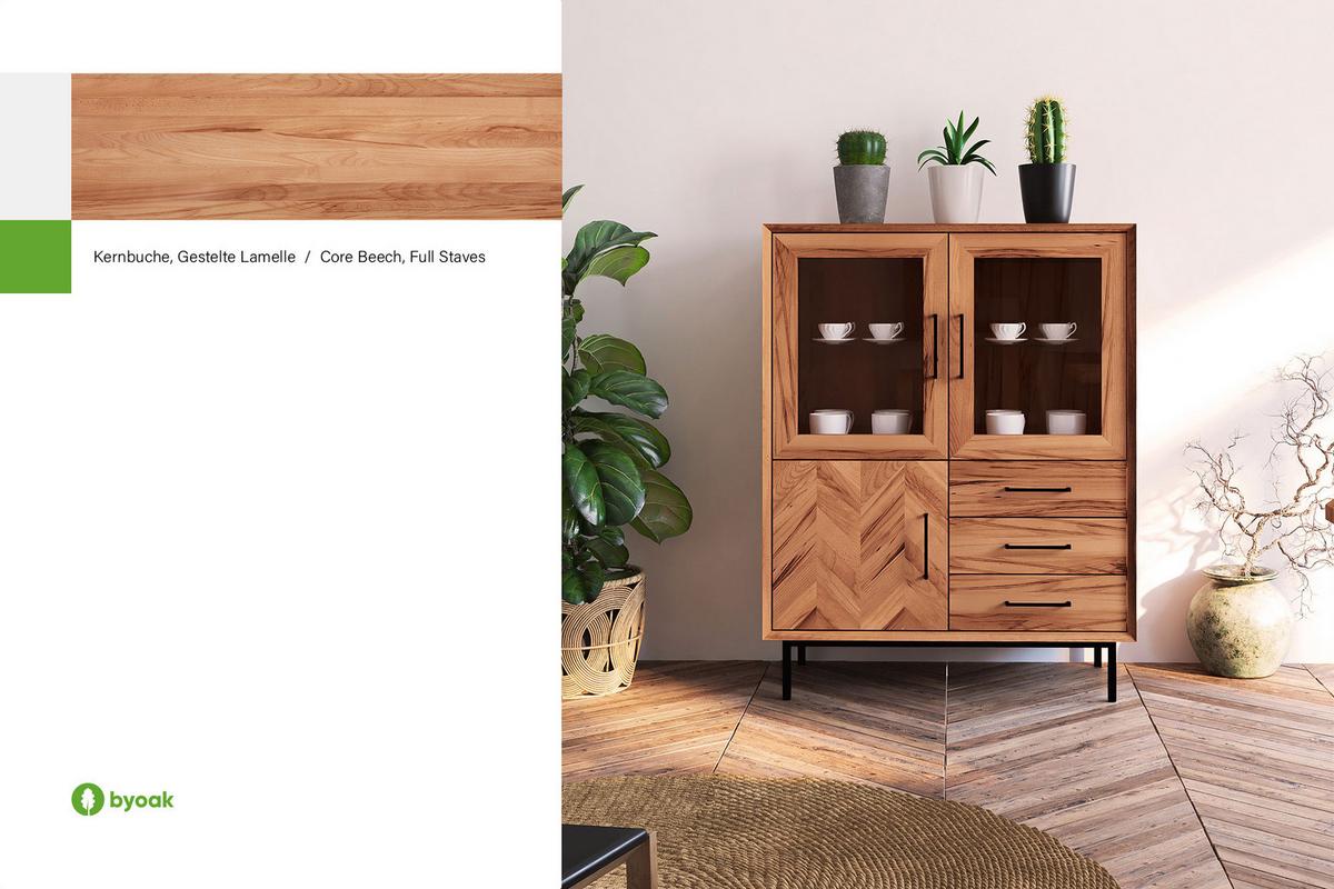 SIDEBOARD LEON Kernbuche - Kernbuche, Holz (97/125/45cm) - byoak
