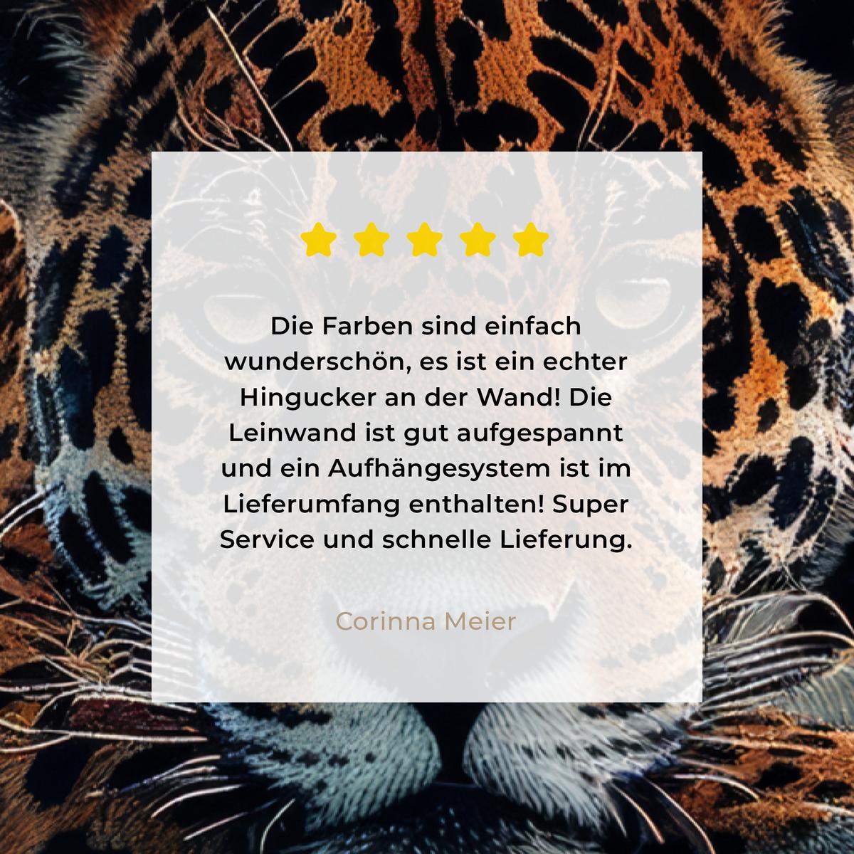 LEINWANDBILD Natur - Leopard - Tier - Sonnenuntergang - Modern Deko XXL 80x120 cm - Orange, Textil (80/120cm) - MuchoWow