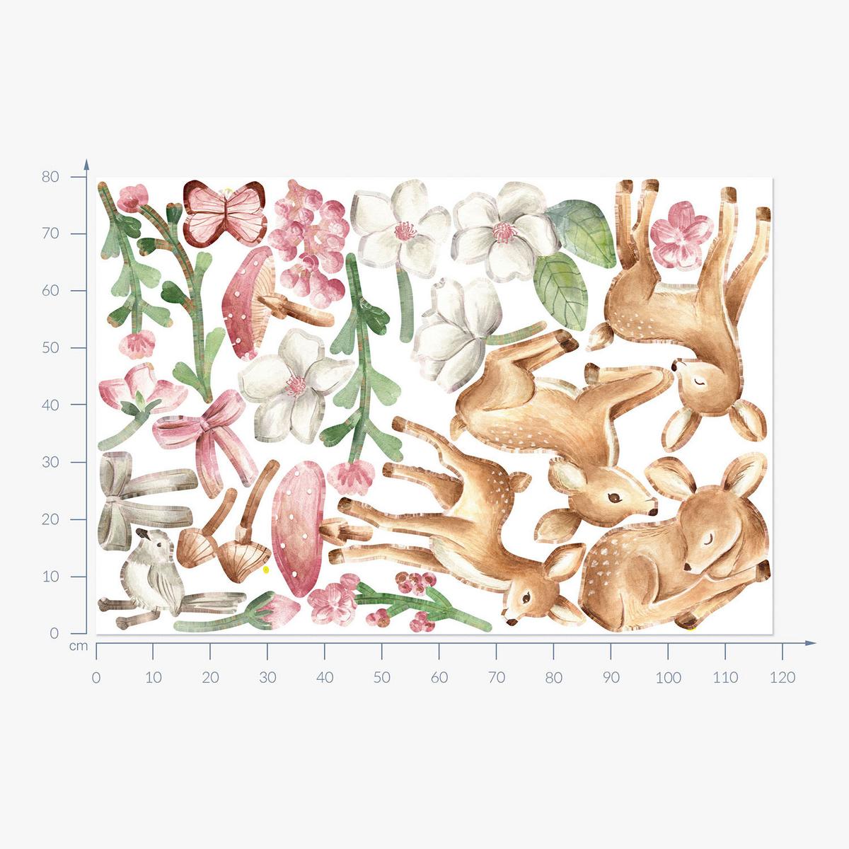 WANDAUFKLEBER 80x118cm - Waldtiere - Multicolor, Kunststoff (80/118/0.1cm) - Wallfluent