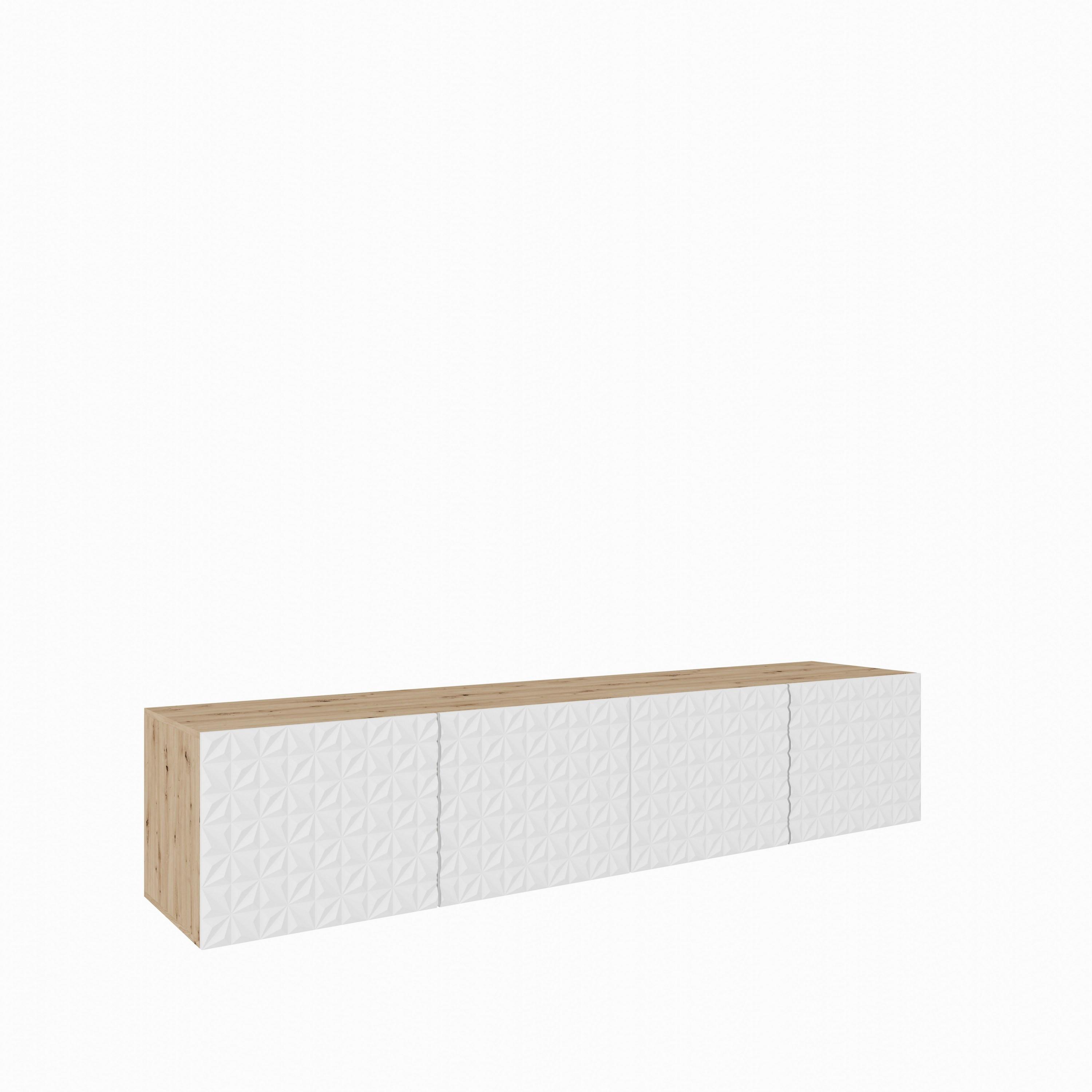 LOWBOARD ROVA 200/41/40 cm, Hängender TV-Schrank Eiche Artisan - Weiß/Eiche Artisan, Holzwerkstoff (200/41/40cm) - MASSENO