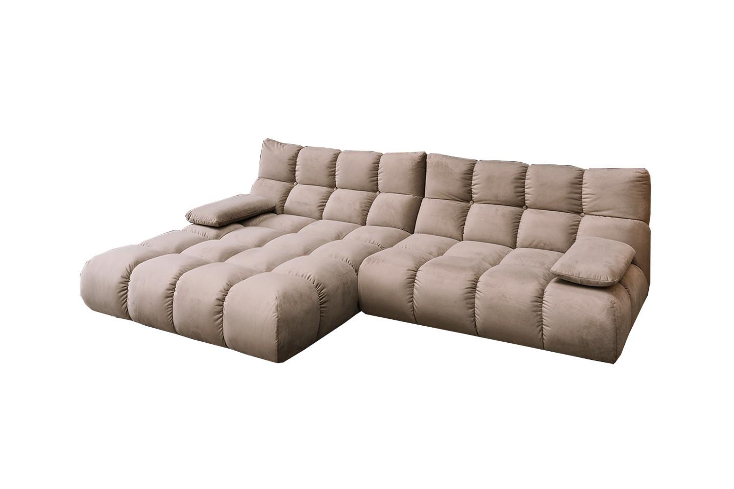 ECKSOFA VIVIEN Braun Velvet - Schwarz/Braun, Kunststoff/Textil (290/178cm) - KAWOLA