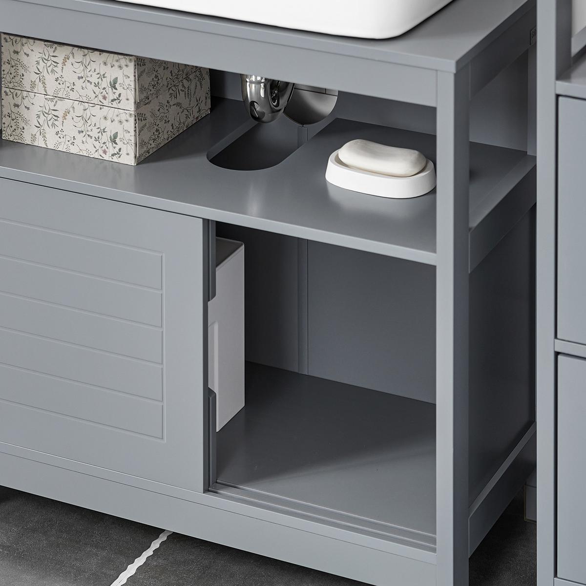 WASCHBECKENUNTERSCHRANK Grau - Grau, Holzwerkstoff (60/60/31cm) - SoBuy