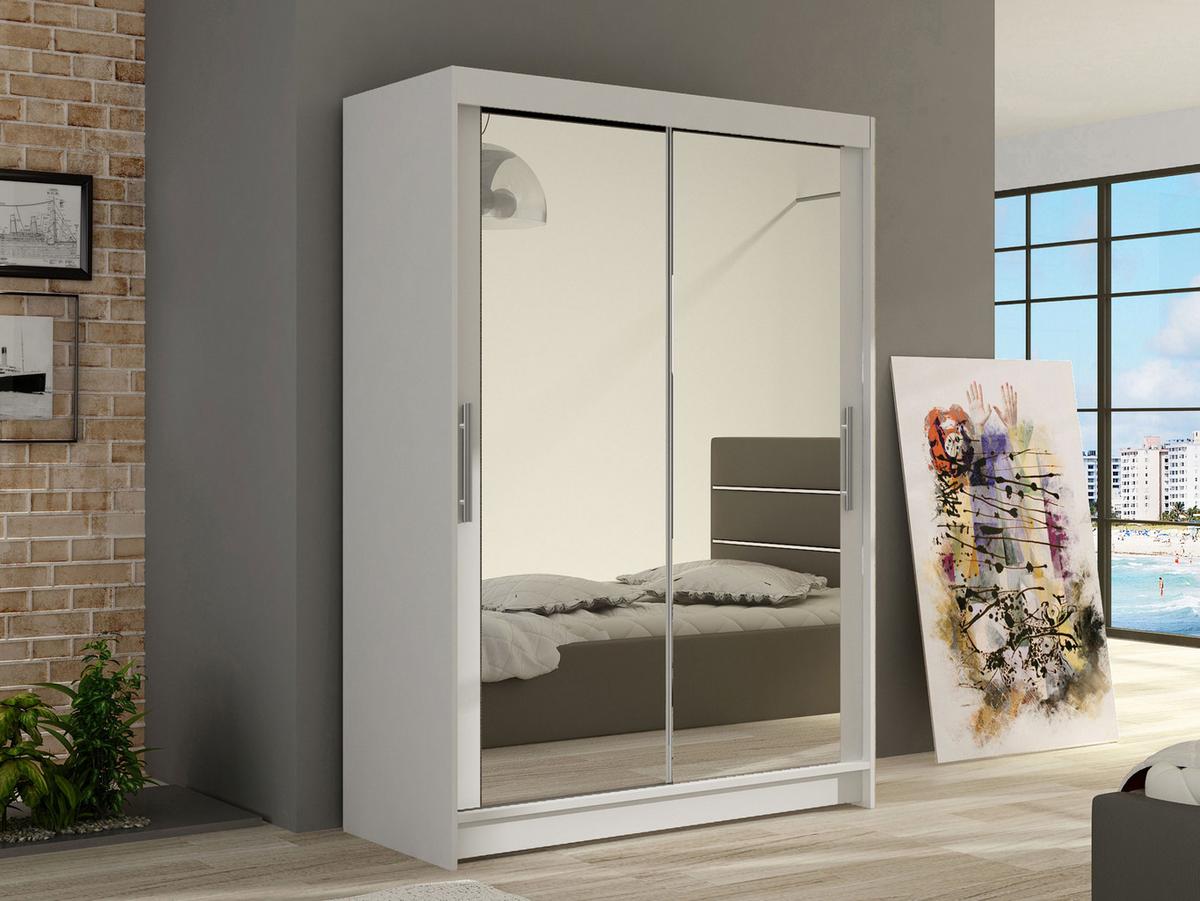 KLEIDERSCHRANK Miami VII - Silberfarben/Weiß, Holzwerkstoff/Kunststoff (120/200/58cm) - MIRJAN24