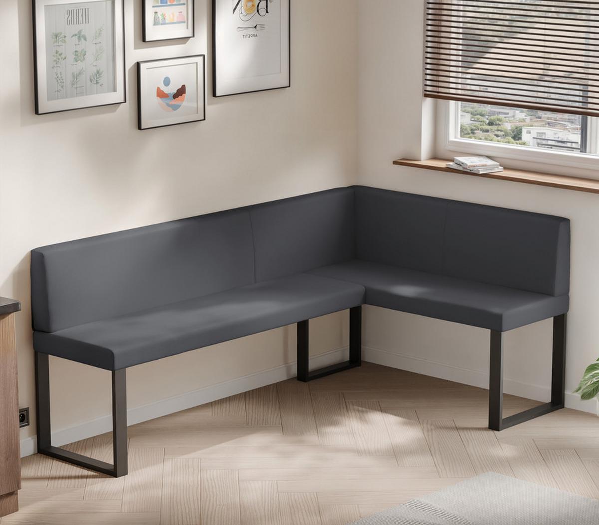 ECKBANK rechts SANA U Kunstleder glatt, 168/128 cm Grau - Grau, Kunststoff/Textil (128/168cm) - Idohome