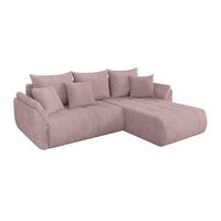 ECKSOFA mit Schlaffunktion Ottomane Rechts TOKO-L 277x194x86 Rosa Cord - Schwarz/Rosa, Holzwerkstoff/Kunststoff (277/194cm) - ALTDECOR