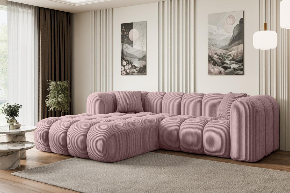 ECKSOFA Ottomane Links OLEA-L1 - 231x173x74 cm Rosa - Schwarz/Rosa, Holzwerkstoff/Kunststoff (190/242cm) - ALTDECOR