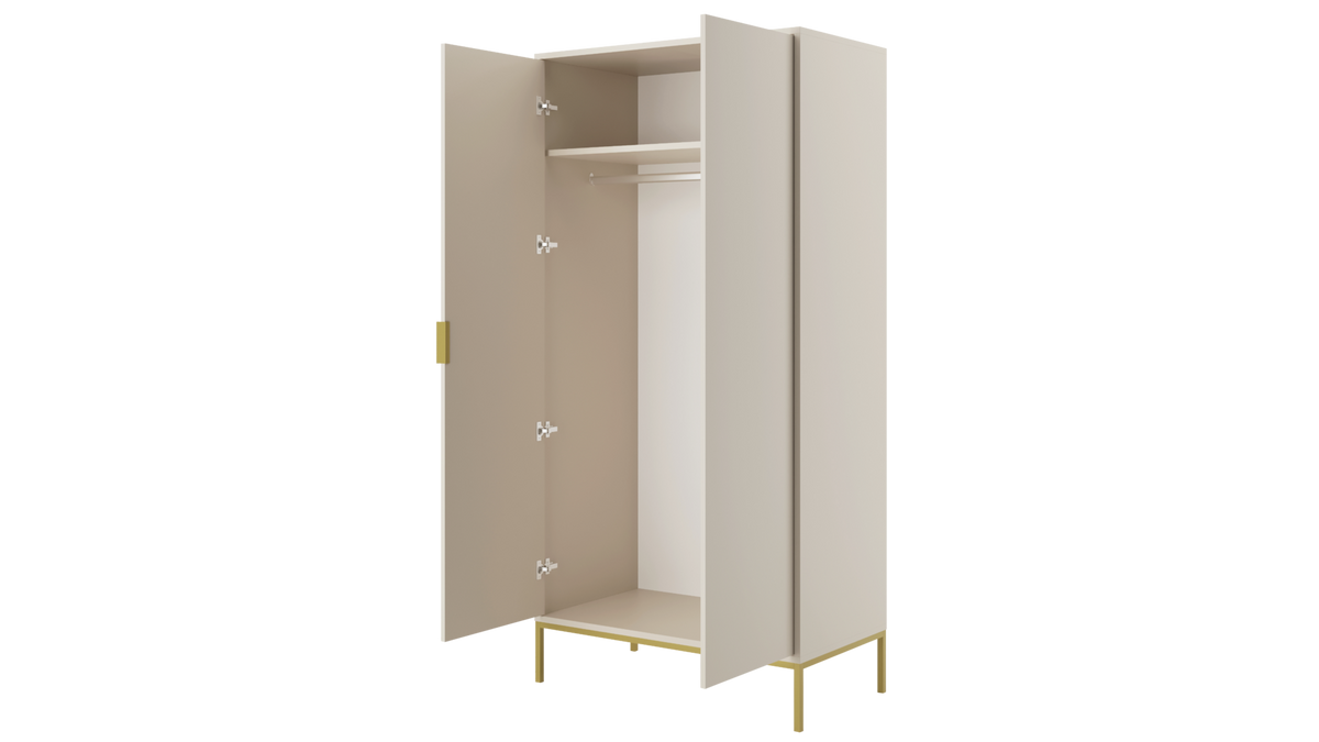 DREHTÜRENSCHRANK Austin - Kaschmir/Goldfarben, Holzwerkstoff (55/205/100cm) - RAUMHIRSCH FURNITURE