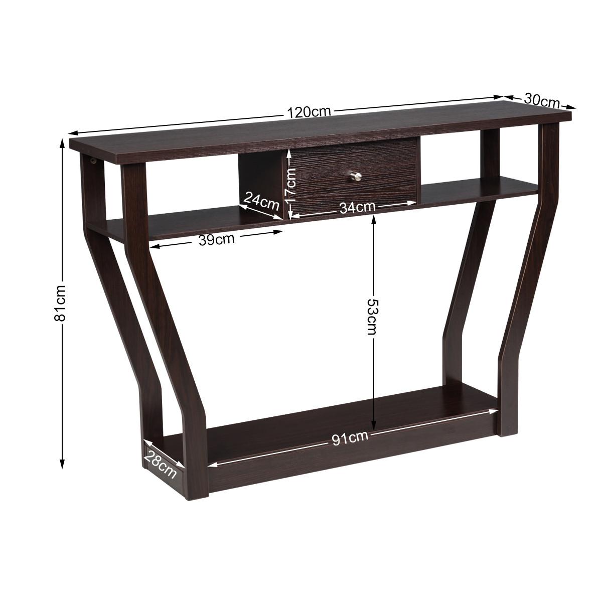 KONSOLENTISCH Braun - Braun, Holzwerkstoff (30/120/81cm) - COSTWAY
