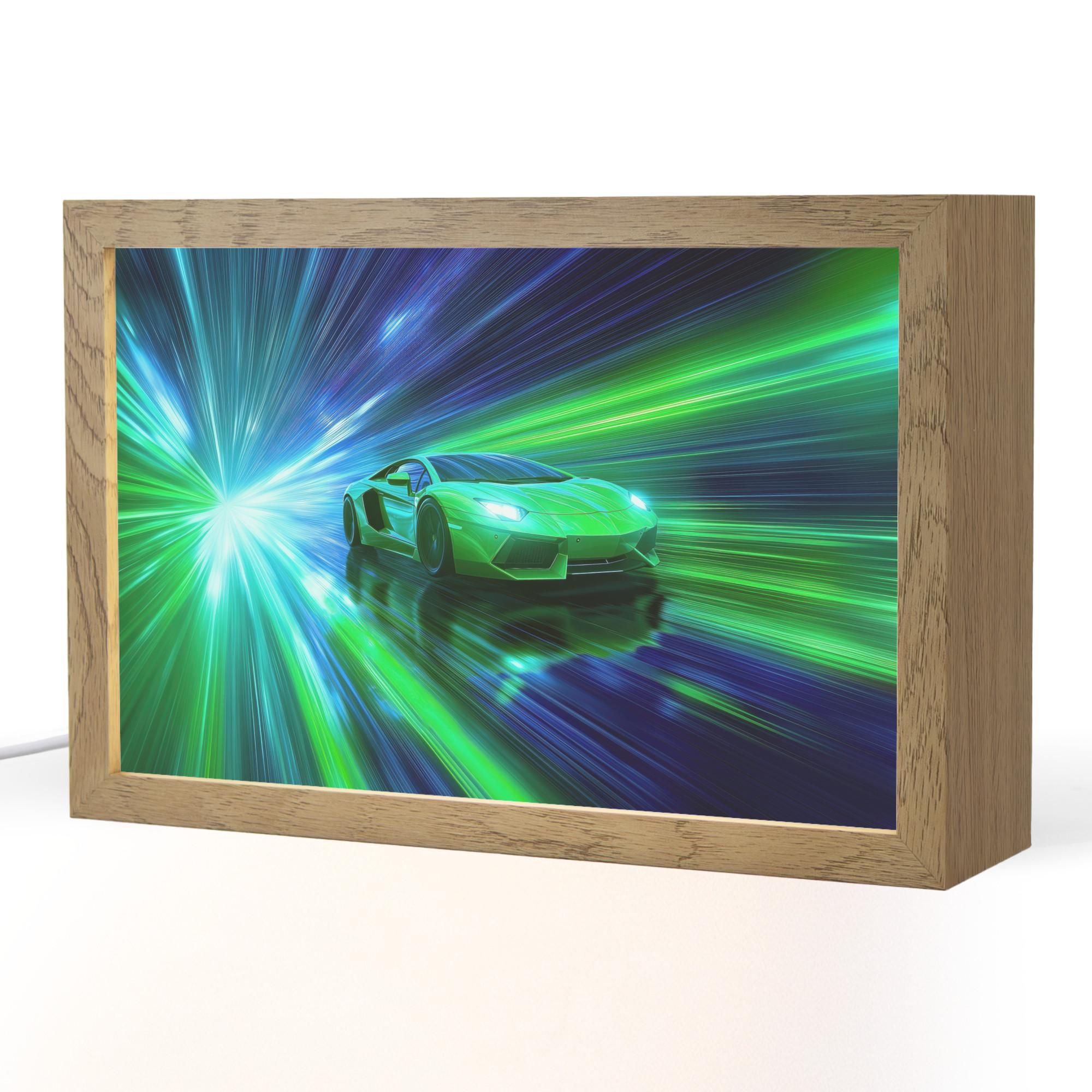NACHTTISCHLAMPE Geschwindigkeit - Leicht - Sportwagen - Grün 30x20 cm - Grün, Holzwerkstoff (8/30/20cm) - OnlyWow