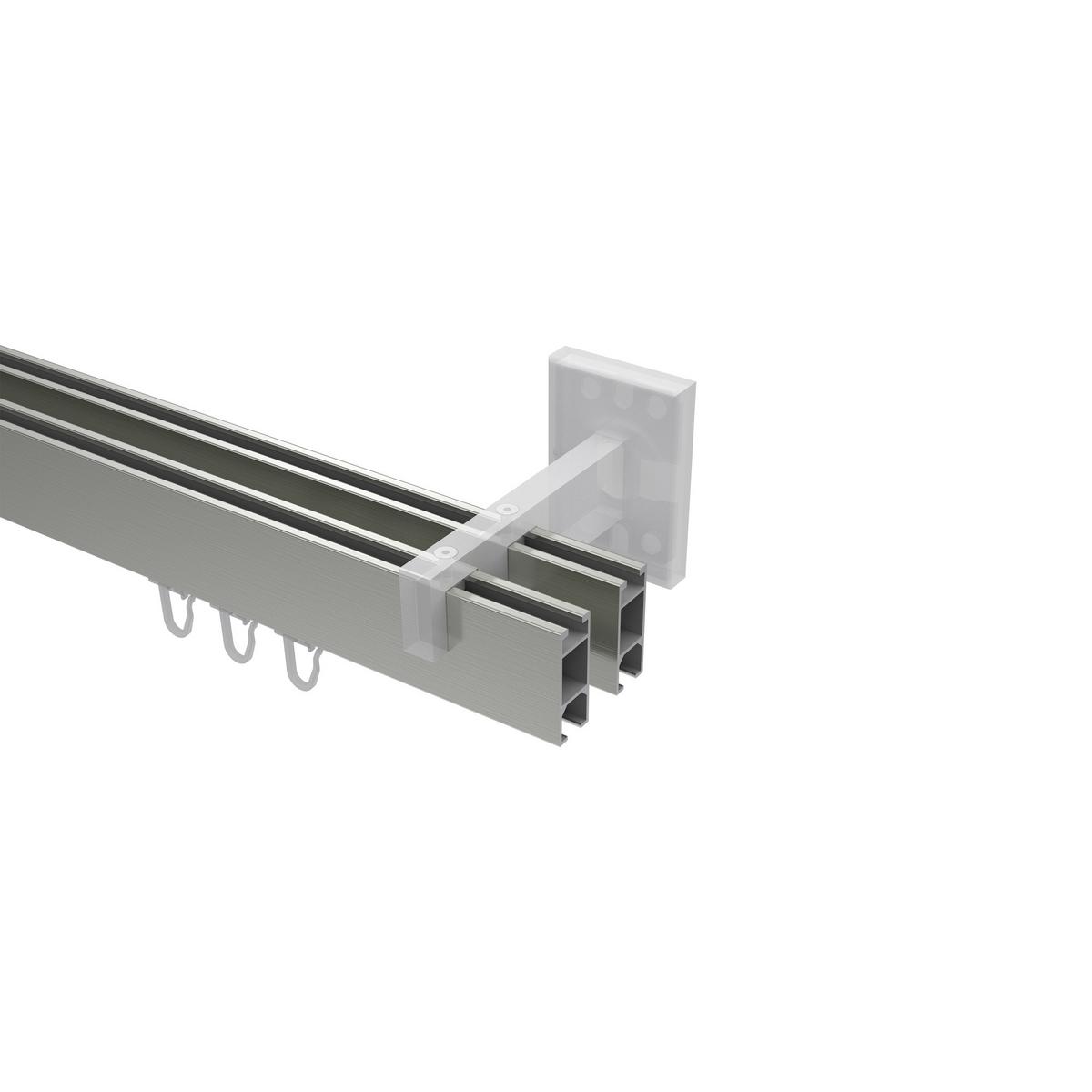 GARDINENSTANGE INNENLAUF Smartline Paxo 360 cm (geteilt in 2 x 180 cm), 2-läufig, 14x35 mm Edelstahl-Optik - Edelstahlfarben, Metall (360cm) - INTERDECO