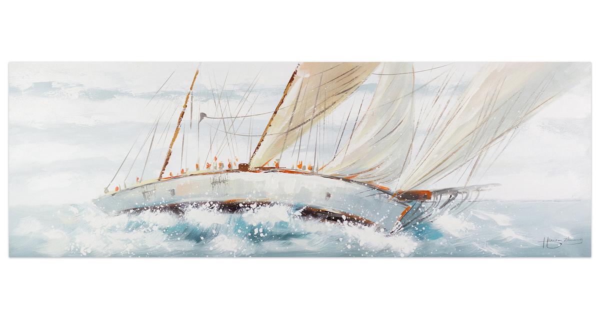 ÖLGEMÄLDE 150/50 cm - Weiß, Holz/Textil (150/50cm) - KUNSTLOFT