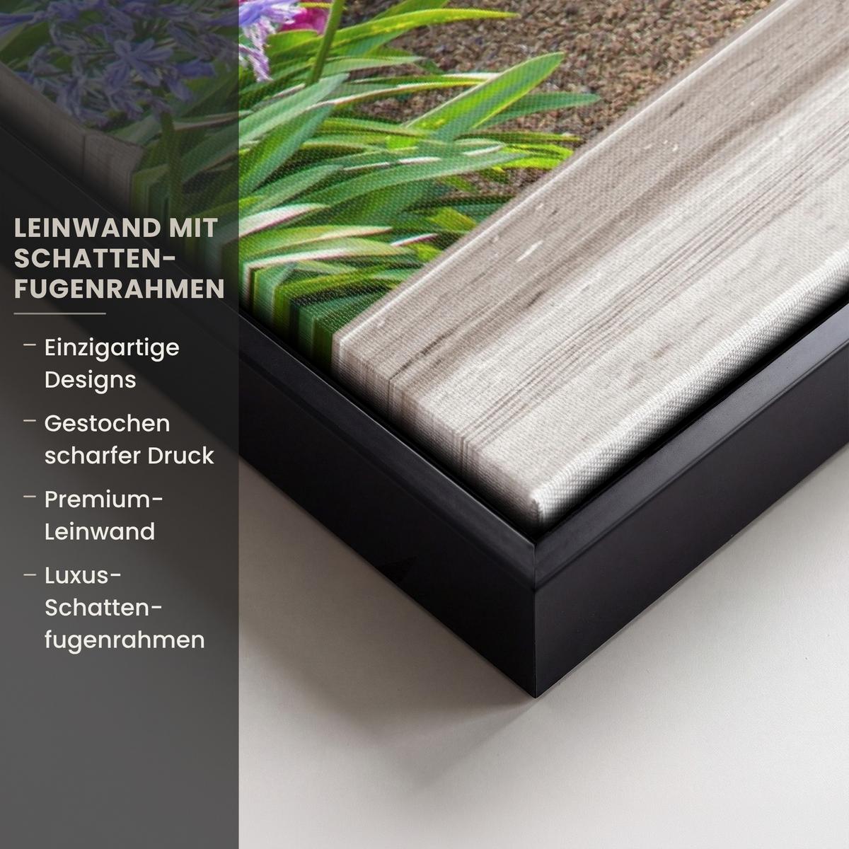 LEINWAND Bilder mit Rahmen - Hortensie - Durchsichtig - Blumen - Sommer - Lila - Weg - 40x60 - Lila, Textil (40/60cm) - MuchoWow