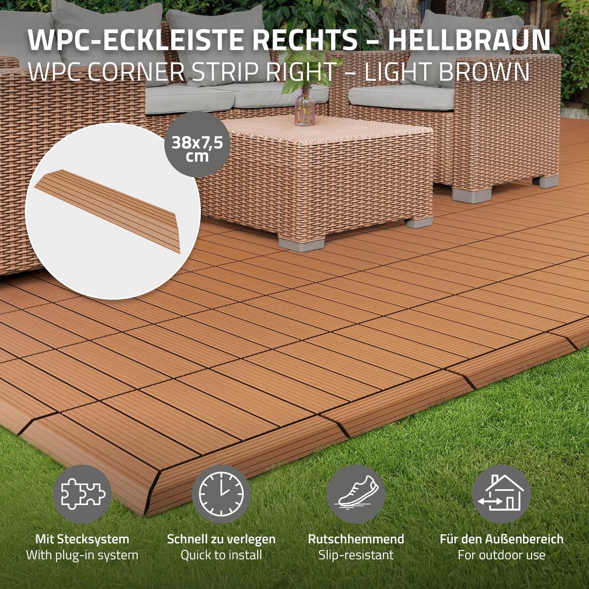 ABSCHLUSSLEISTE WPC Ecke rechts Hellbraun - Hellbraun, Holzwerkstoff (38/2/7.5cm) - ML-DESIGN
