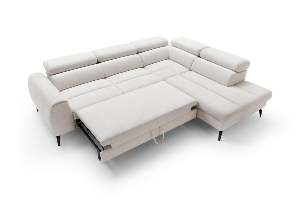 ECKSOFA NOTE Creme Chenille mit Schlaffunktion - Creme, Holz (271/216cm) - MASSENO