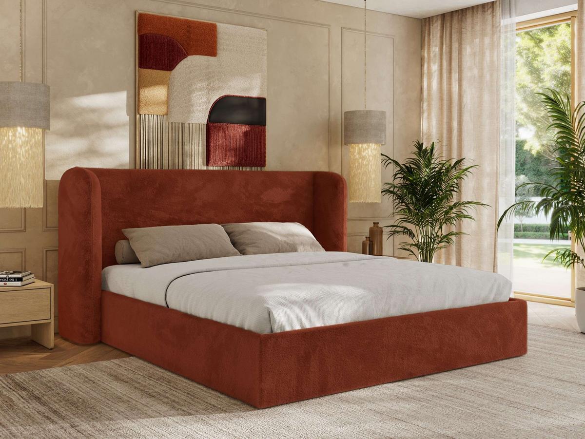 POLSTERBETT EMORA CLASSIC 200/200 - Orange Plüsch - Multipocket-Matratze - Orange, Textil (200/200cm) - MKS