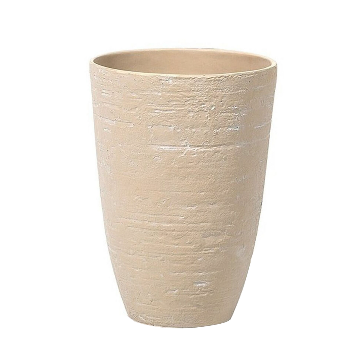 BLUMENTOPF 2er-Set sandbeige rund 35/35/50 cm Camia - Beige, Stein (50cm) - Beliani