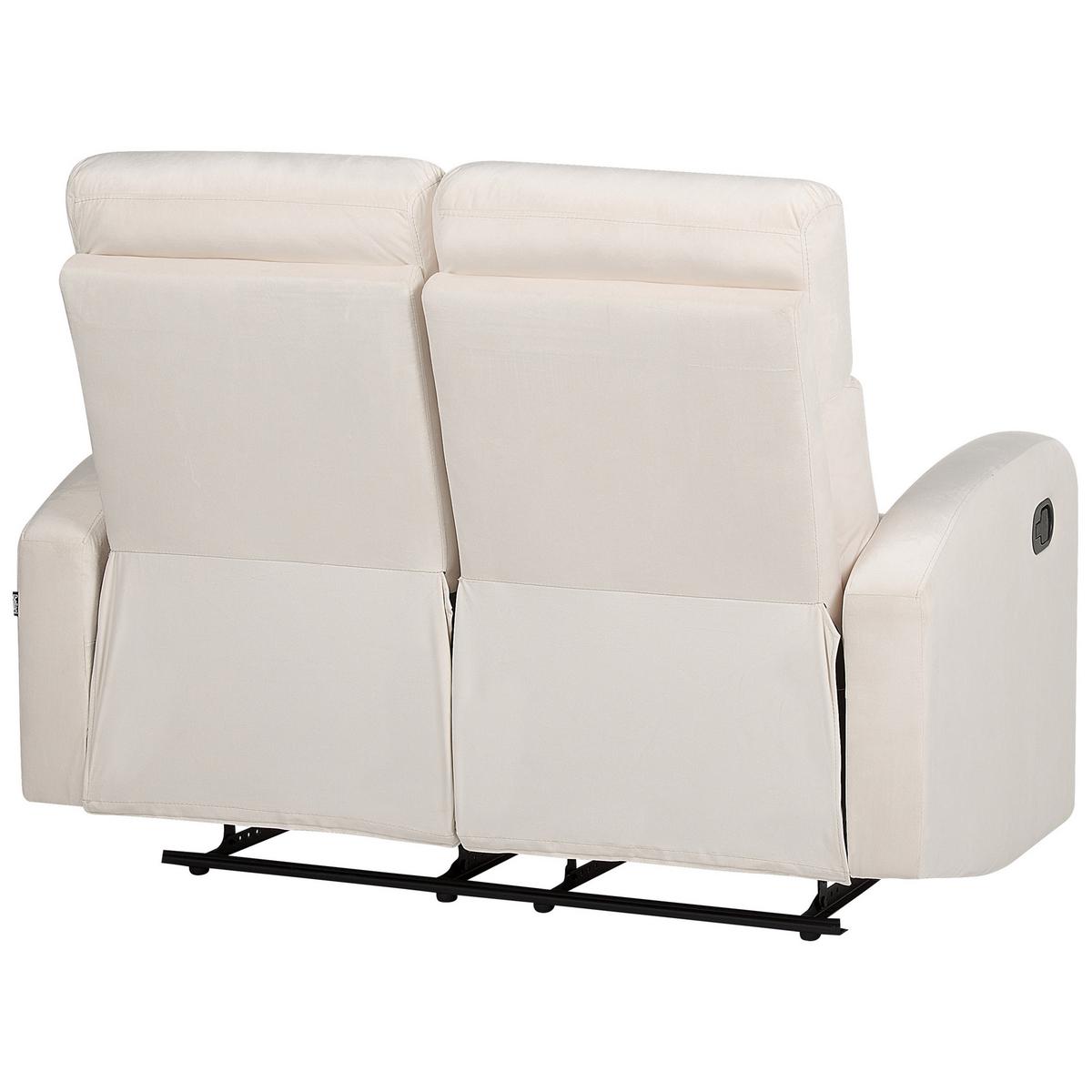2-SITZER-SOFA Samtstoff creme elektrisch verstellbar Verdal - Weiß, Textil (128/102/73cm) - Beliani