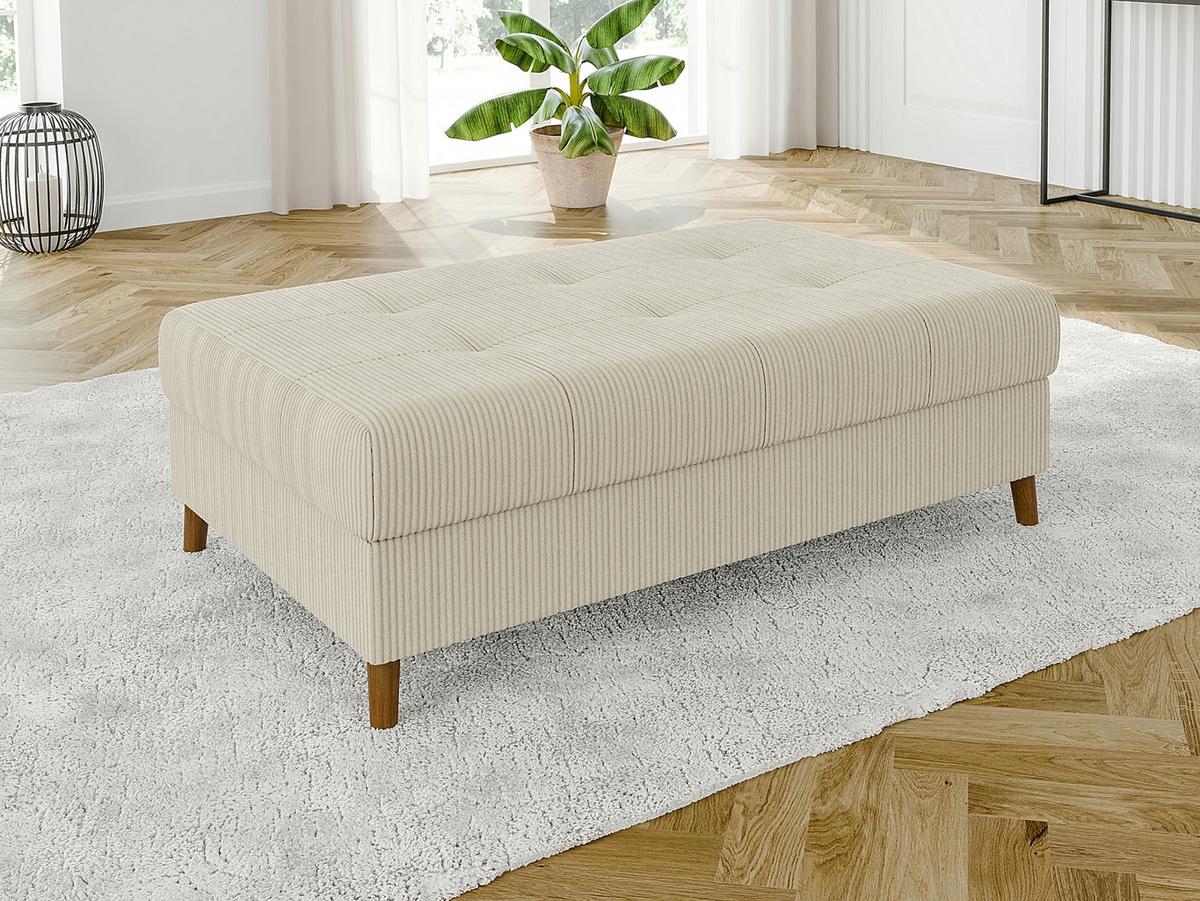 ECKSOFA inkl. Hocker Alma Beige Cord - Ottomane rechts - Beige/Braun, Holz/Textil (231/161cm) - S-Style Möbel