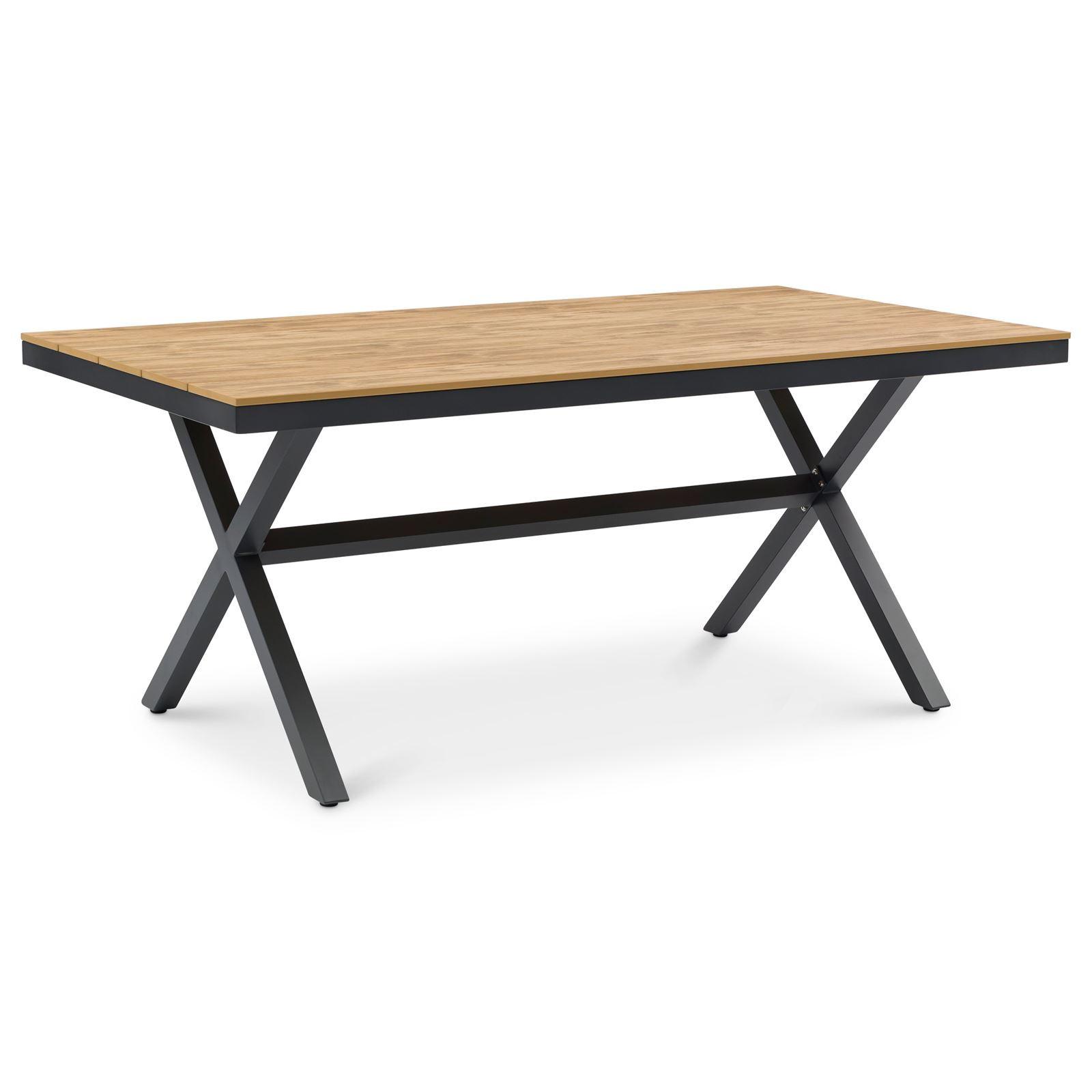 GARTENTISCH ISOLA grau/natur - Schwarz/Naturfarben, Kunststoff/Metall (100/180/76cm) - IDIMEX