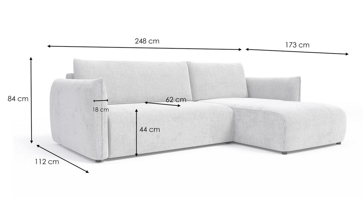 ECKSOFA TAUER 3-Sitzer links, orange - Schwarz/Orange, Holz/Textil (248/173cm) - Wozimo
