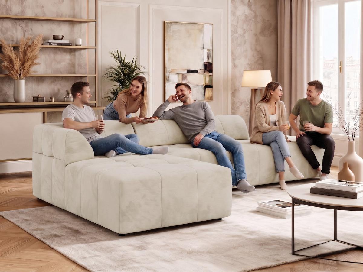 ECKSOFA GRIDA 3M L Beige Cord - Rechts - Beige/Creme, Kunststoff/Textil (176/335cm) - MKS