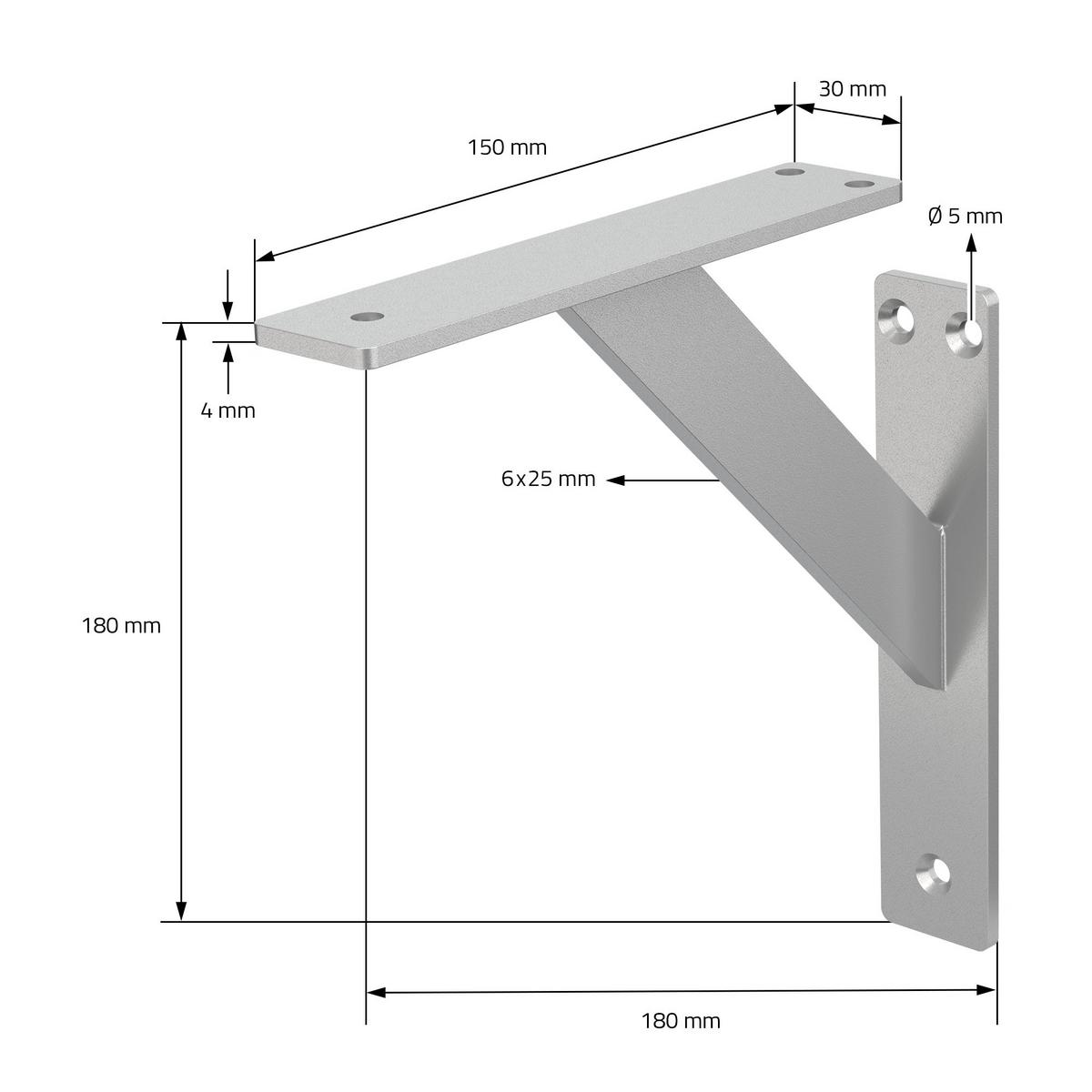 REGALHALTERUNGEN - Silberfarben, Metall (18/18/3cm) - ML-DESIGN
