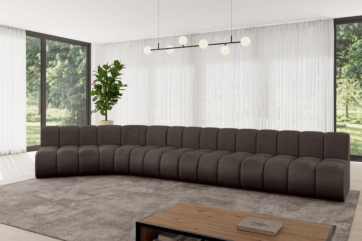 ECKSOFA modulares Sofa Montra-L3 - 472x174x70 cm Braun - Braun, Holzwerkstoff/Textil (472/174cm) - ALTDECOR
