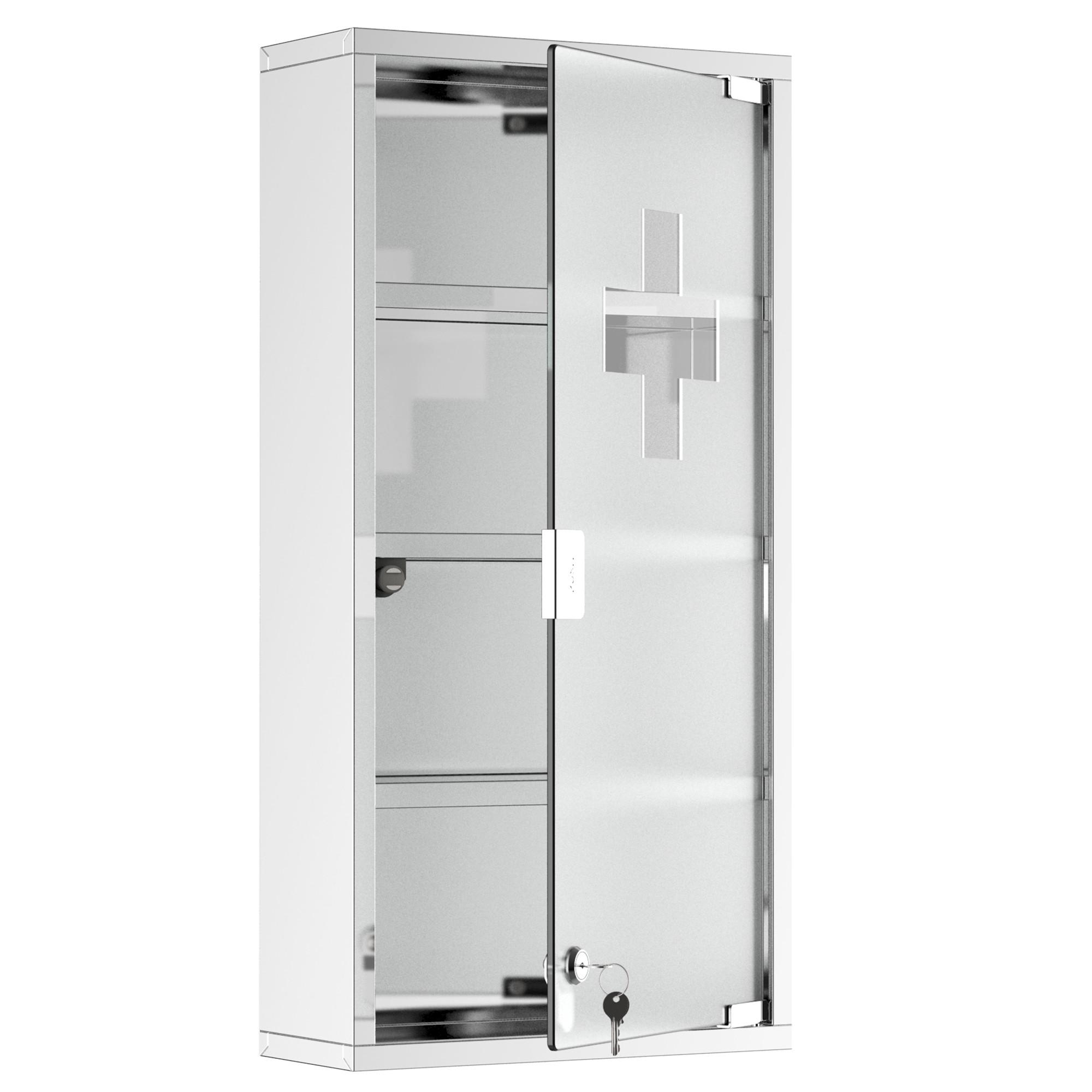 MEDIZINSCHRANK Arzneischrank Erste Hilfe mit Schloss Edelstahl 30 x 12 x 60 cm - Silberfarben, Glas (12/60/30cm) - HOMCOM