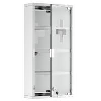 MEDIZINSCHRANK Arzneischrank Erste Hilfe mit Schloss Edelstahl 30 x 12 x 60 cm - Silberfarben, Glas (12/60/30cm) - HOMCOM