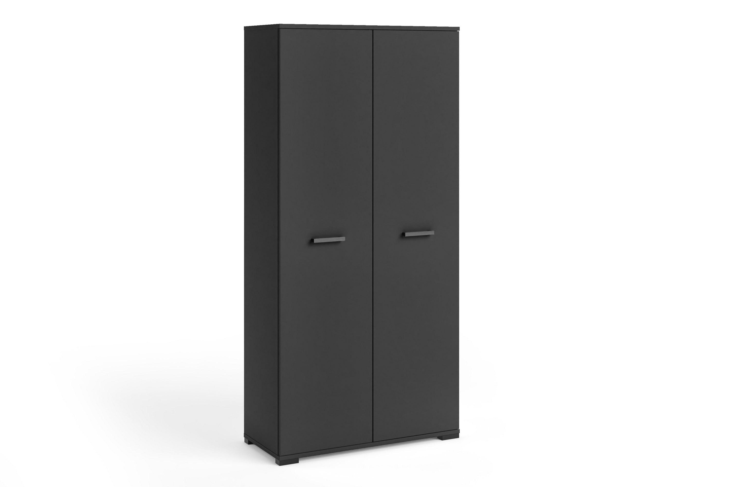 DREHTÜRENSCHRANK ALBANO 90/186/56cm 2-türig Schwarz - Schwarz, Holzwerkstoff (90/186/56cm) - MASSENO