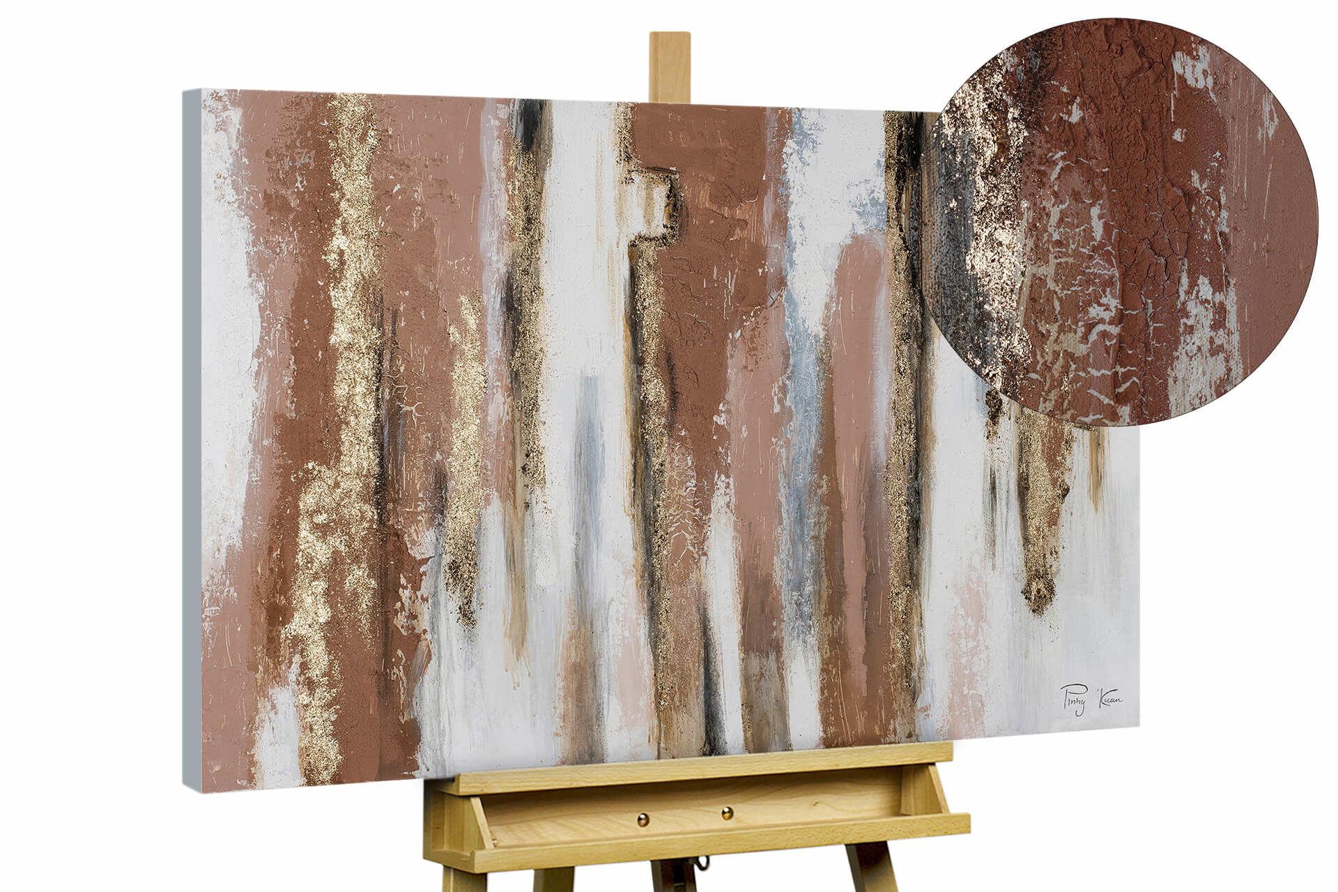 ACRYLBILD HANDGEMALT 100/75 cm - Weiß/Braun, Holz/Textil (100/75cm) - KUNSTLOFT