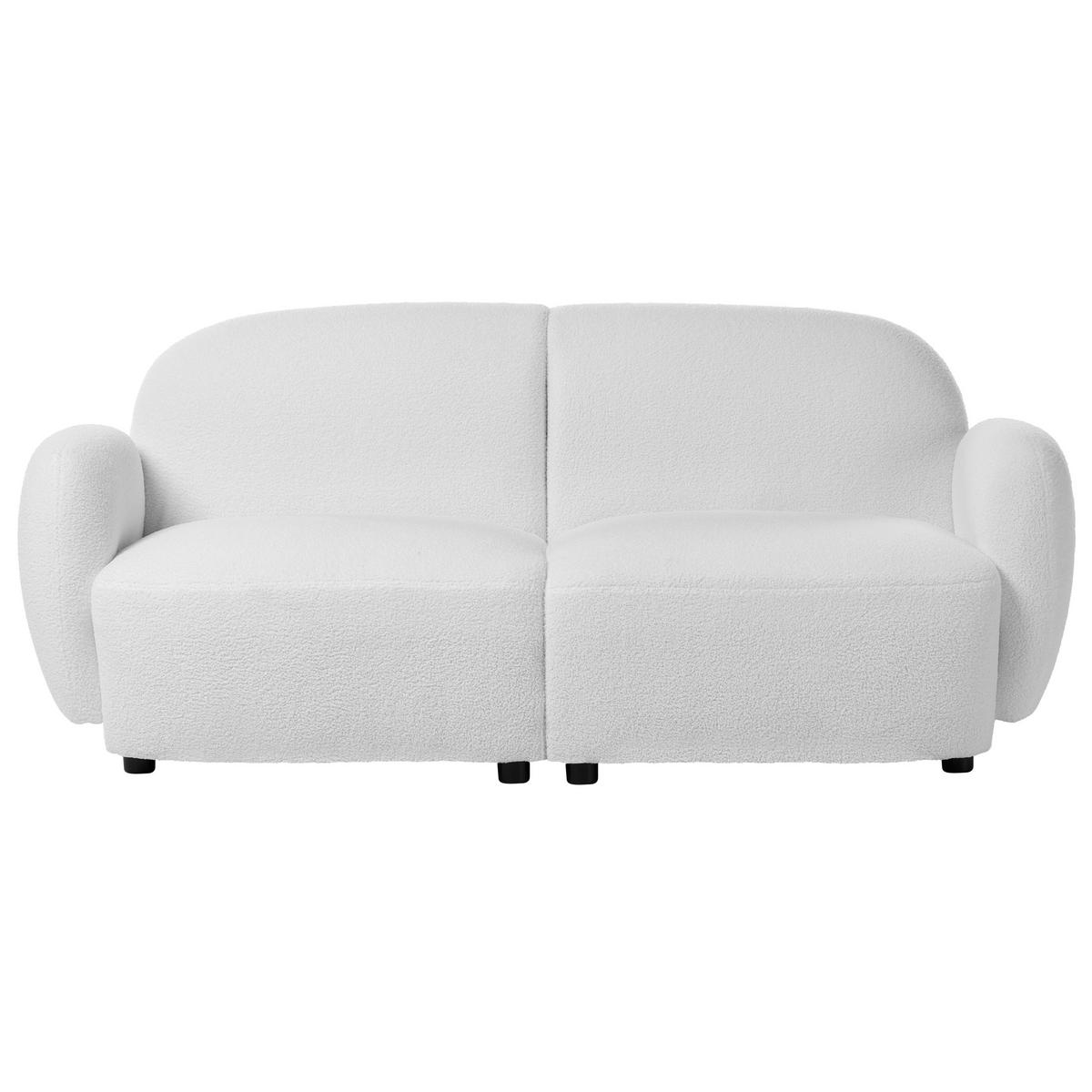 3-SITZER-SOFA Bouclé Weiß Jule - Schwarz/Weiß, Textil (183/77/82cm) - Beliani