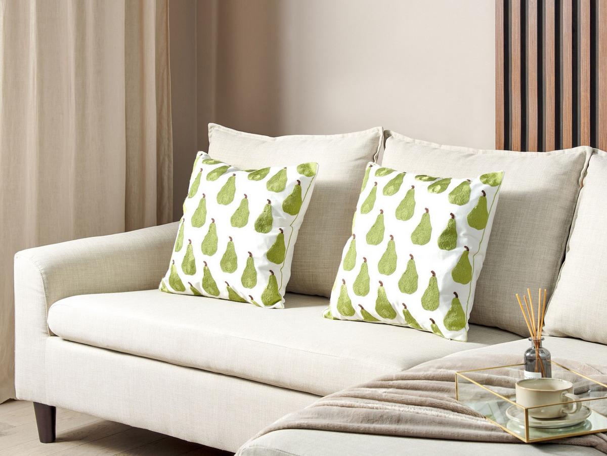 DEKOKISSEN 2er-Set Grün 45/45 cm Trachelium - Grün, Textil (45/45cm) - Beliani