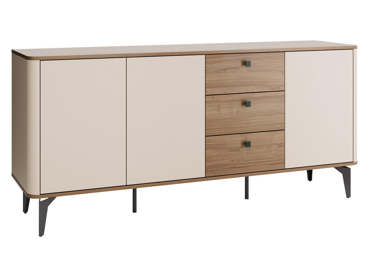 SIDEBOARD Aurena 3D3S AU05 - Kaschmir/Nussbaumfarben, Holzwerkstoff/Metall (180/82/41cm) - MIRJAN24